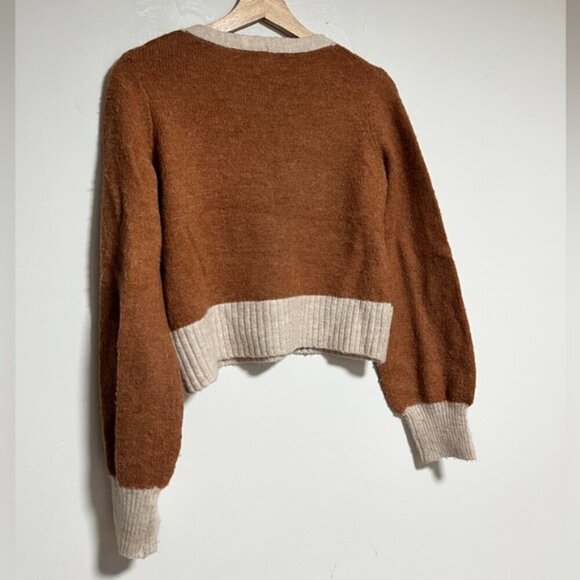 YES/LOLA Brown & Cream Button-Up Cropped Cardigan – Women’s XS - Picture 9 of 10